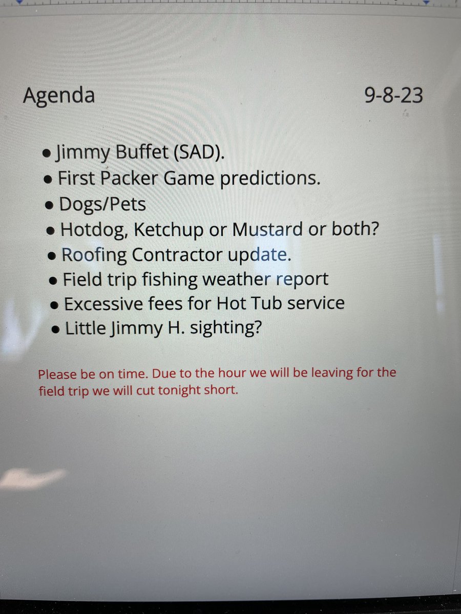 my dad goes to a bar with his friends every friday and he makes a list of discussion topics pt 30