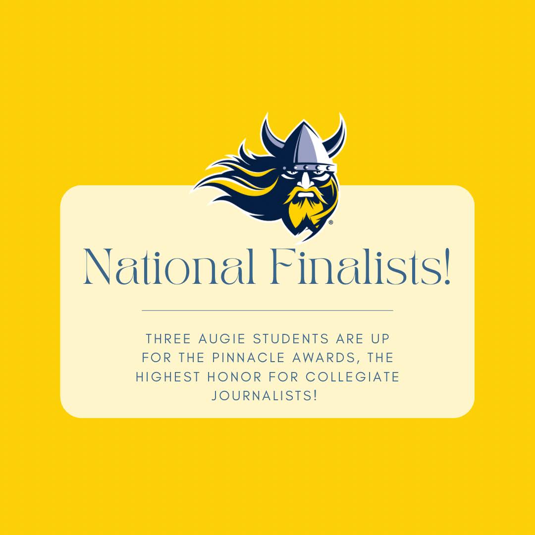 AugieEnglish's tweet photo. Congrats to Augie Mirror writers Sydney Denekamp ‘23, Jack Erickson ‘25, and Abbey Stegenga ‘24 — national finalists for this year’s Pinnacle Awards, a very big deal! @AugustanaSD @augiemirror https://t.co/3HSPemZMqZ
