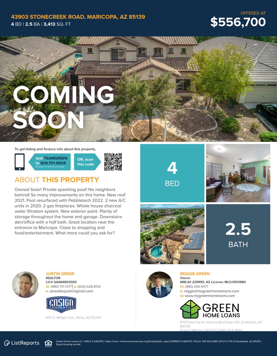 #comingsoon You do not want to miss this home! Owned solar. Private pool and community pool.  No neighbors behind! Call me today to get your questions answered and be ready to make an offer!

#pool #solar #maricopa  #ensignproperties #whenonlythebestwilldo #buyers  #buythishome