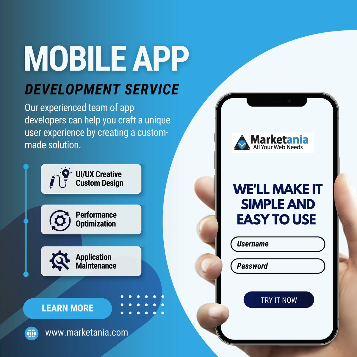 Marketania's tweet photo. Let's turn your ideas into reality and set you on the path to digital success! 🌟 
#AppDevelopment #MobileAppSolutions #TechInnovation #DigitalSolutions #CodeCrafting #InnovateWithApps #TechTransformation #AppMagic #FutureOfApps #UserExperience #CustomAppDev #DigitalInnovation https://t.co/owCZr40mXZ