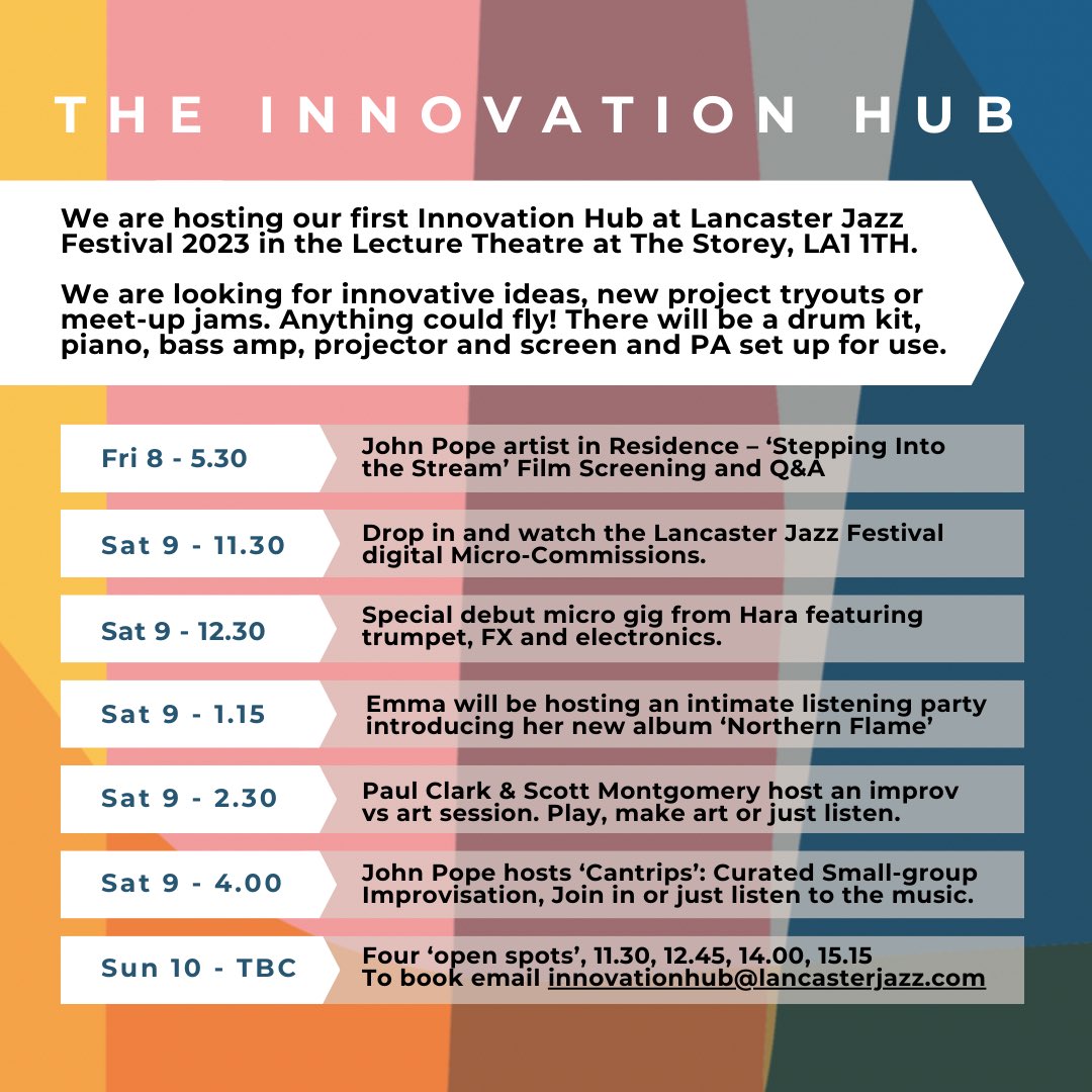 Make sure you check out our #LancasterJazzFestibal <a href="/Groundswellidea/">Groundswell Innovation</a> innovation hub this weekend! A chance to listen to music, discuss music and play music… it’s ALL about the music! #LancasterJazz23