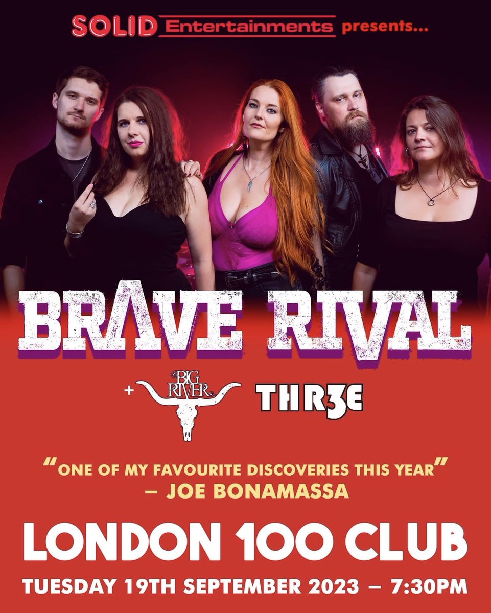 We’re playing <a href="/100clubLondon/">The 100 Club</a> on 19th Sept opening for the amazing <a href="/BraveRivalBand/">Brave Rival</a> so do not miss out &amp; get your tickets here bigriver1.bandcamp.com/merch/big-rive…