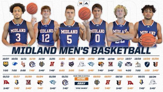 Schedule drop 👀👀 #WinTheDay 
🟠🔵

midlandathletics.com/sports/mbkb/20…