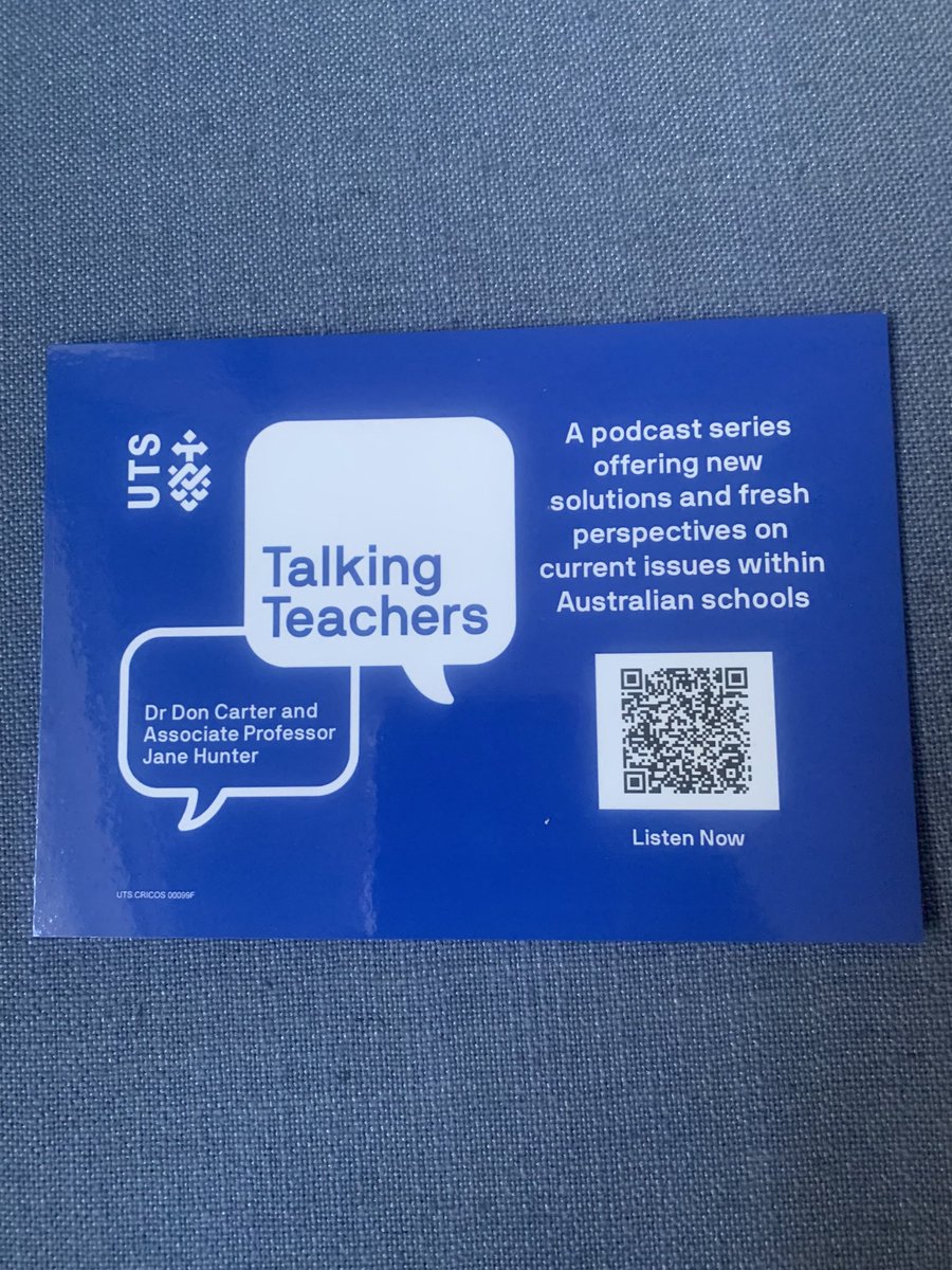 FIVE new eps of ‘Talking Teachers’ 4 ur weekend listening featuring @jolampert @Jess_Gerrard @JessLHolloway & more perspectives #podcast #newteacher #indigenous #directorgeneral with @doncarter07 @UTSFass @schoolofintedn @sarahvmac @abcsydney @dizdarm uts.edu.au/about/faculty-… 👇