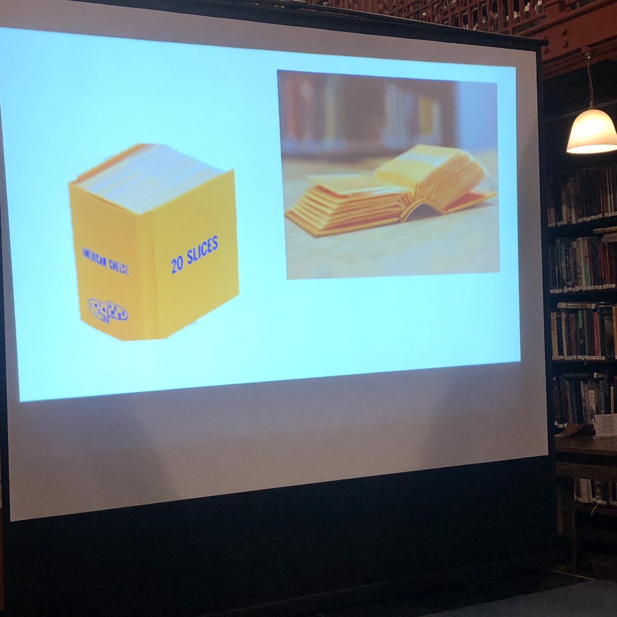 BooksUpNorth's tweet photo. Well I did not expect to hear about two cheese books this week! Nearly 500 years apart; a book about cheese and a book made of cheese 🧀 #rarebooks #unusualbooks #LiLFest https://t.co/7q6Et2NOYp