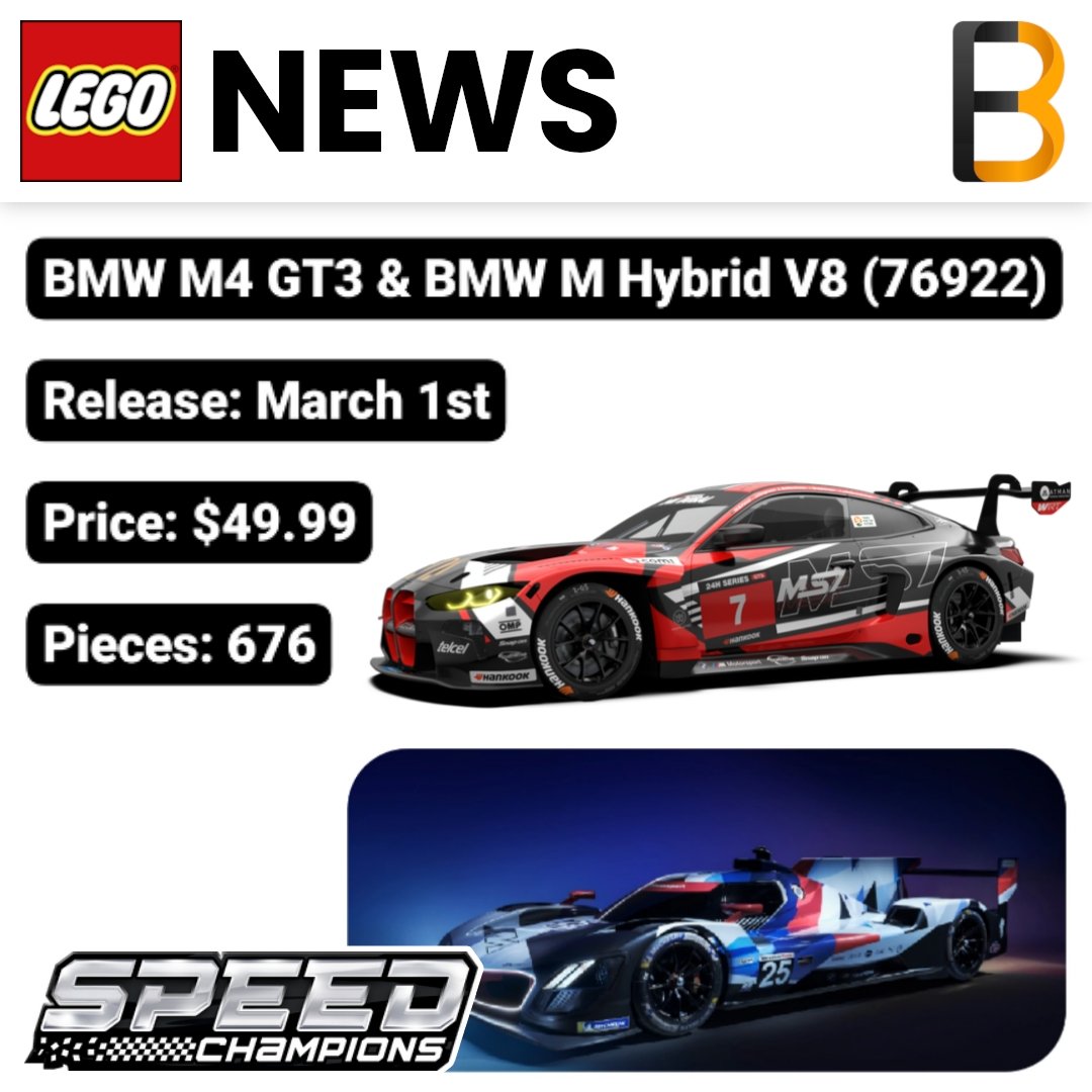 Falconbricks  LEGO News on X: New LEGO Speed Champions BMW double pack  coming 2024! #legonews #legoleaks #lego #speedchampions #bmw #gt3   / X