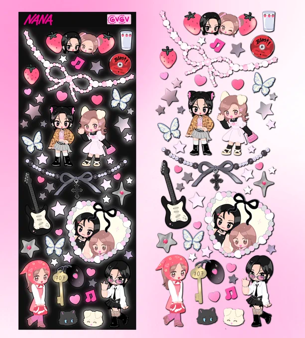 New designs for my anime sticker sheet series 🤟 - any one else watch Kirarin Revolution 👁️👁️??