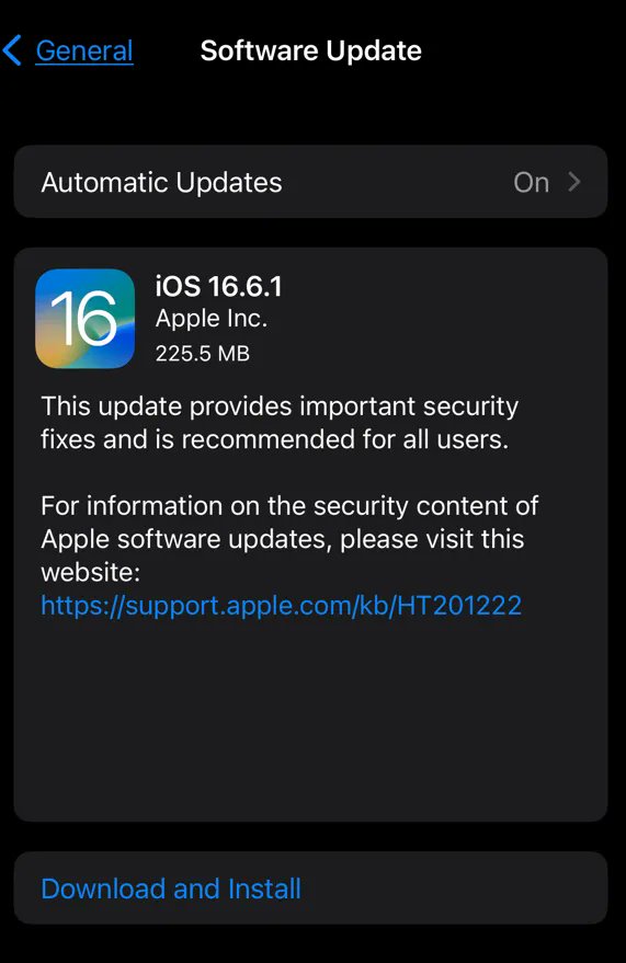 eatonassoc's tweet photo. Apple urges immediate security update. 

https://t.co/GJevN4S6QE https://t.co/M1jRc5RoQ8