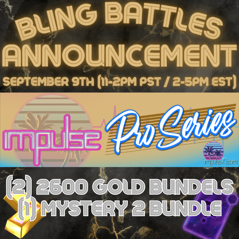 AmandaPartee's tweet photo. Big news! Team Impulse is BLINGING our #BlingBattles stream tomorrow with viewer giveaways! To Enter:
➡️Follow @Impulse_fl, @juno2tres, @AmandaPartee on Twitter
➡️Follow TeamImpulse_FL, juno2tres, apartee on Twitch
➡️Comment in chat on stream tomorrow who will win the finals! https://t.co/6sQgTdMB7g