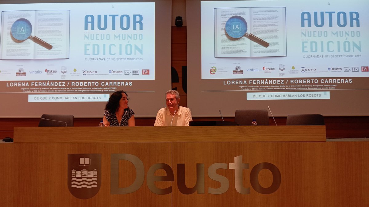 AEEEIE's tweet photo. 📸"De qué y cómo hablan los robots" con #LorenaFernandezAlvarez (@udeusto_bilbo ) & #AntonioQuiros de @vintalis2022 en las 𝗫 𝗝𝗢𝗥𝗡𝗔𝗗𝗔𝗦 𝗗𝗘𝗟 𝗔𝗨𝗧𝗢𝗥 𝗘𝗡 𝗘𝗟 𝗡𝗨𝗘𝗩𝗢 𝗠𝗨𝗡𝗗𝗢 𝗗𝗘 𝗟𝗔 𝗘𝗗𝗜𝗖𝗜Ó𝗡 #autor23
👏👏
.
.
@bilbaokultura @bilbao_udala #aee #eie https://t.co/DvsRS37duE