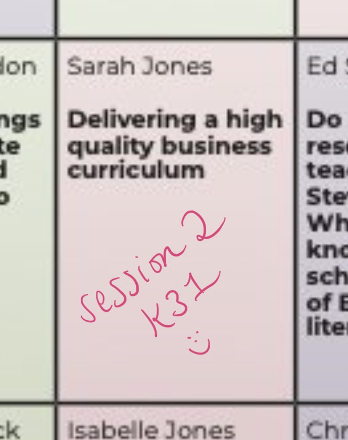 Excited to meet business teachers, heads of department, curriculum leads & SLT links from across the country tomorrow! ☺️ See you there! Delivering a high quality business curriculum Session 2, Room K31 @researchED1 #rED23