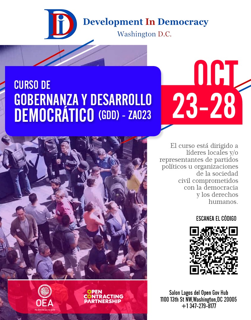 DIDdemocracia's tweet photo. Development in Democracy DID, tiene el honor de invitar a usted(es) a participar en el Primer Curso de GOBERNANZA Y DESARROLLO DEMOCRATICO (GDD) - ZAO23 a realizarse en el próximo mes de Octubre.  Para mayor información se adjunta el siguiente enlace: https://t.co/AKhufwmiwM https://t.co/mhtzwrX6ei