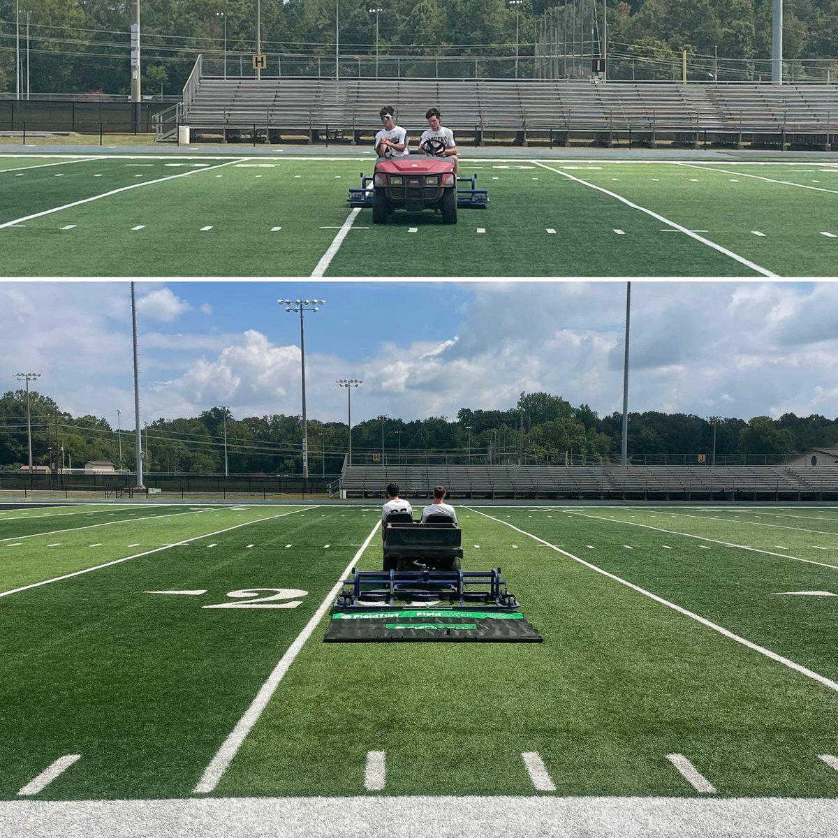 AthensTurfClass's tweet image. Class doing some finishing touches on the turf before tonight’s home game.