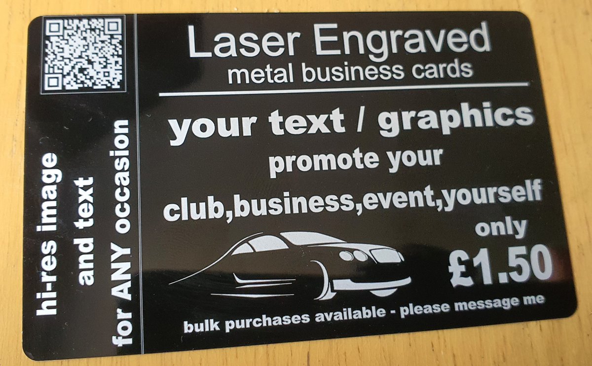 Make a bold impression with sleek, modern laser engraved aluminum  business cards! Our durable cards feature your name, logo &amp; contact  info elegantly etched directly into metal. DM us to get custom engraved  cards that stand out! ebay.co.uk/itm/2959164604…   #aluminumcards