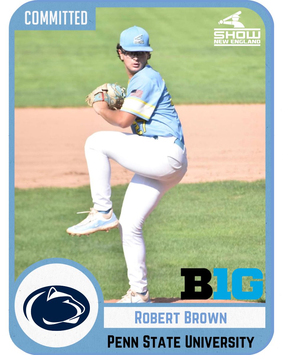 ShowBBA's tweet photo. 🚨COMMITMENT ALERT🚨
Congratulations to SHOW Baseball @robert_brown_27 on his commitment to continue his Academic and Athletic career at Penn State University @PennStateBASE ! We are very excited to see to see him grow over the next 2 seasons! #pennstatebaseball #SHOWPride https://t.co/6ARJgV1hsk