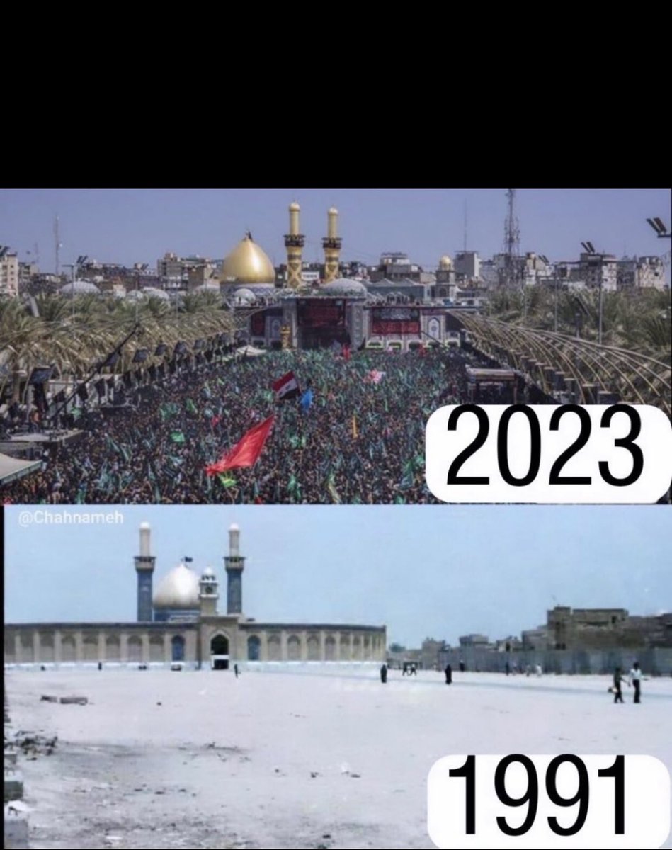 #كربلاء_المقدسة زوارَه لا مليون لا اثنين و لا عَشرة .. أمّة محمّد بأربَعينه تزحَف لقبرَه ..🖤