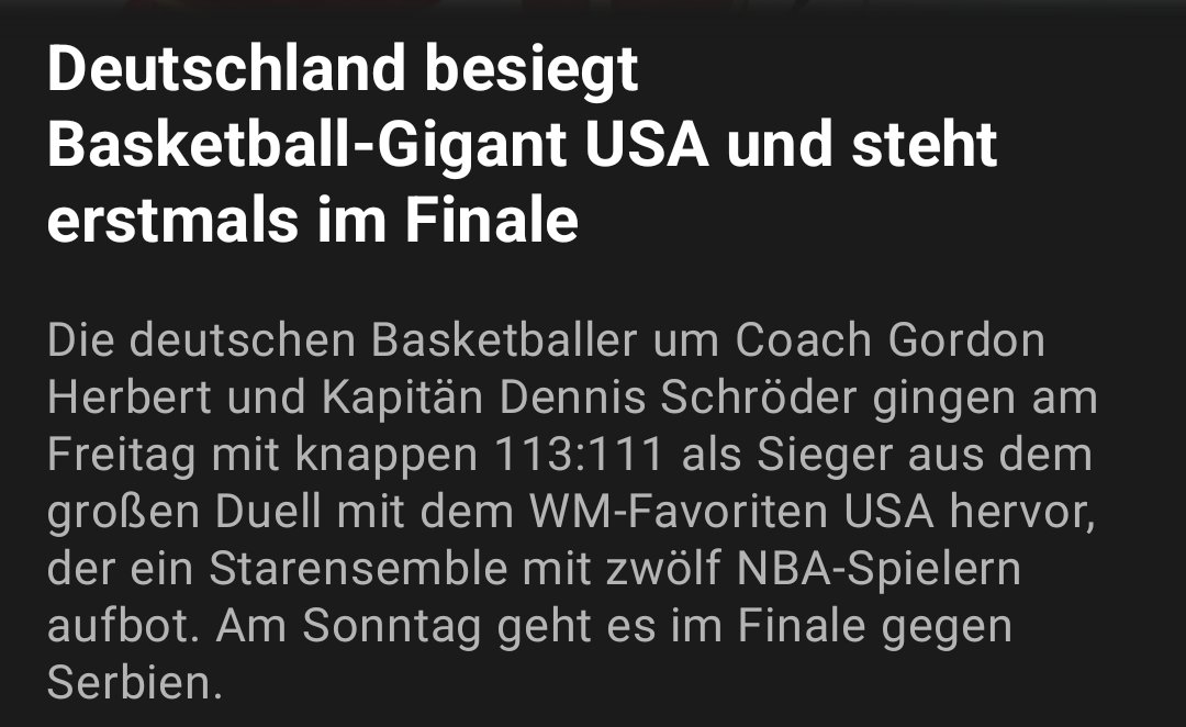 Heute gibt es auch gute Nachrichten: Herzlichen Glückwunsch an die Deutsche Basketballnationalmannschaft 👍🏻