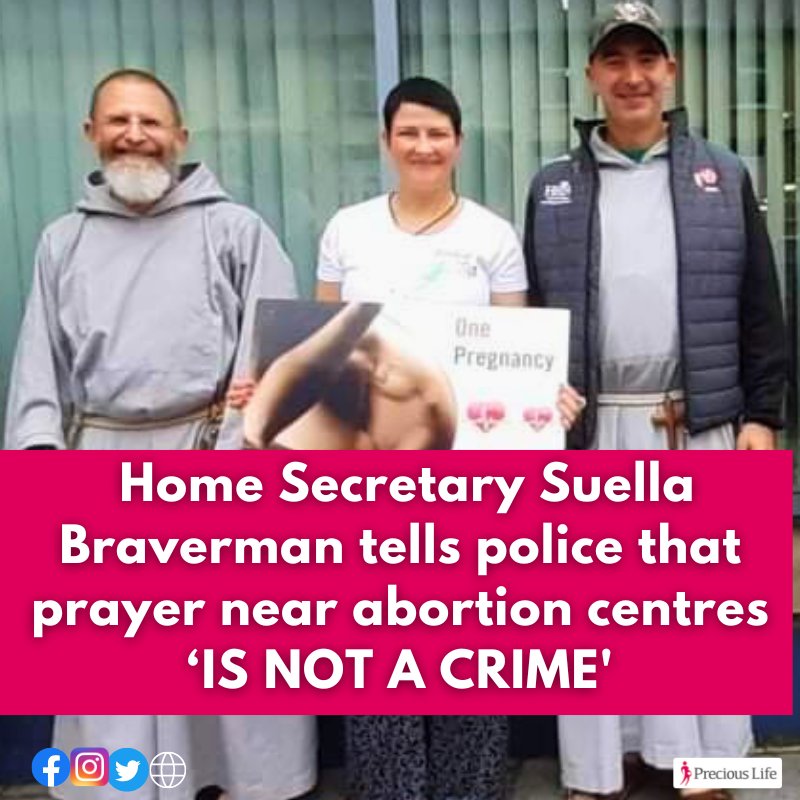 Home Secretary Suella Braverman tells police that prayer near abortion centres in the UK 'is not a crime'

catholicherald.co.uk/home-secretary…

#PraytoEndAbortion