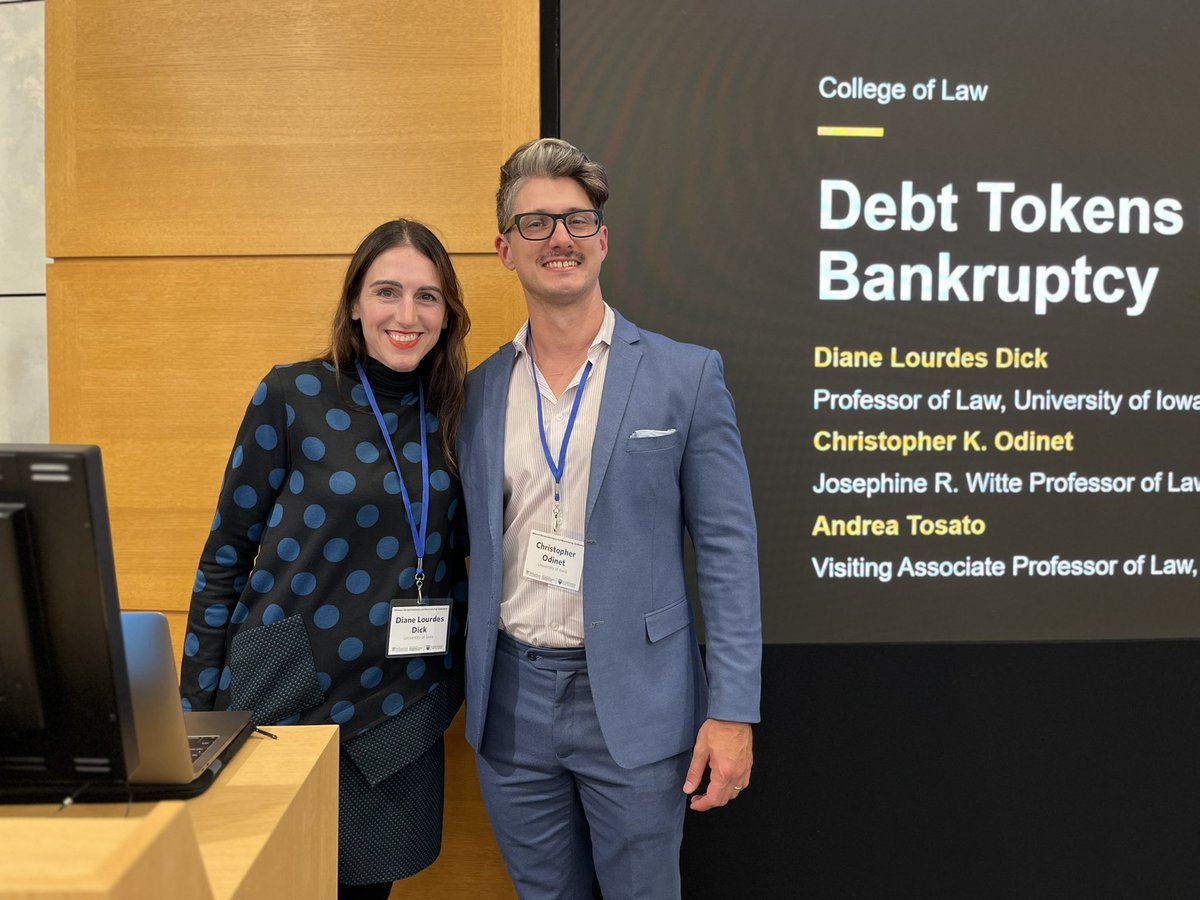 ChrisOdinet's tweet photo. Only missing @Andrea_Tosato today! #Crypto and #debttokens this afternoon w/ my colleague Diane Lourdes Dick @Wharton-@Harvard_Law #Insolvency &amp; #Restructuring Conference https://t.co/RSNF123B8u