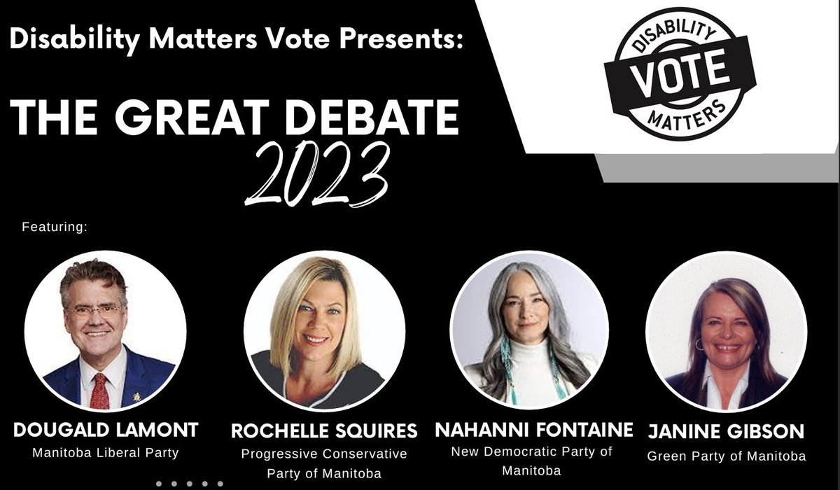 premierpers's tweet photo. The Great Debate is on September 14! It's time to ask the questions that matter to the politicians and start making changes ahead of the provincial election on October 3rd!

#disabilitymatters #employmentagency #winnipeg #canada  #community #ableto #InclusionWorks https://t.co/OVSGvRPjDa