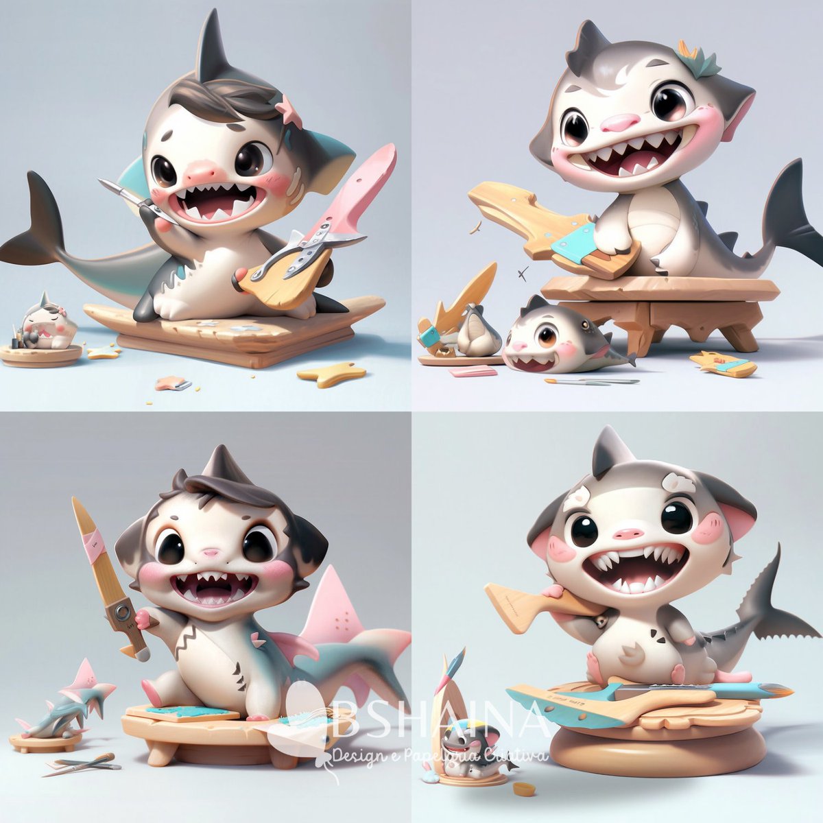 biashaina's tweet photo. Você pede: Cria um brinquedo fofo, mas a IA te devolve um tubarão creepy cute.... kkkkkkk https://t.co/PkBNpKSQ3G