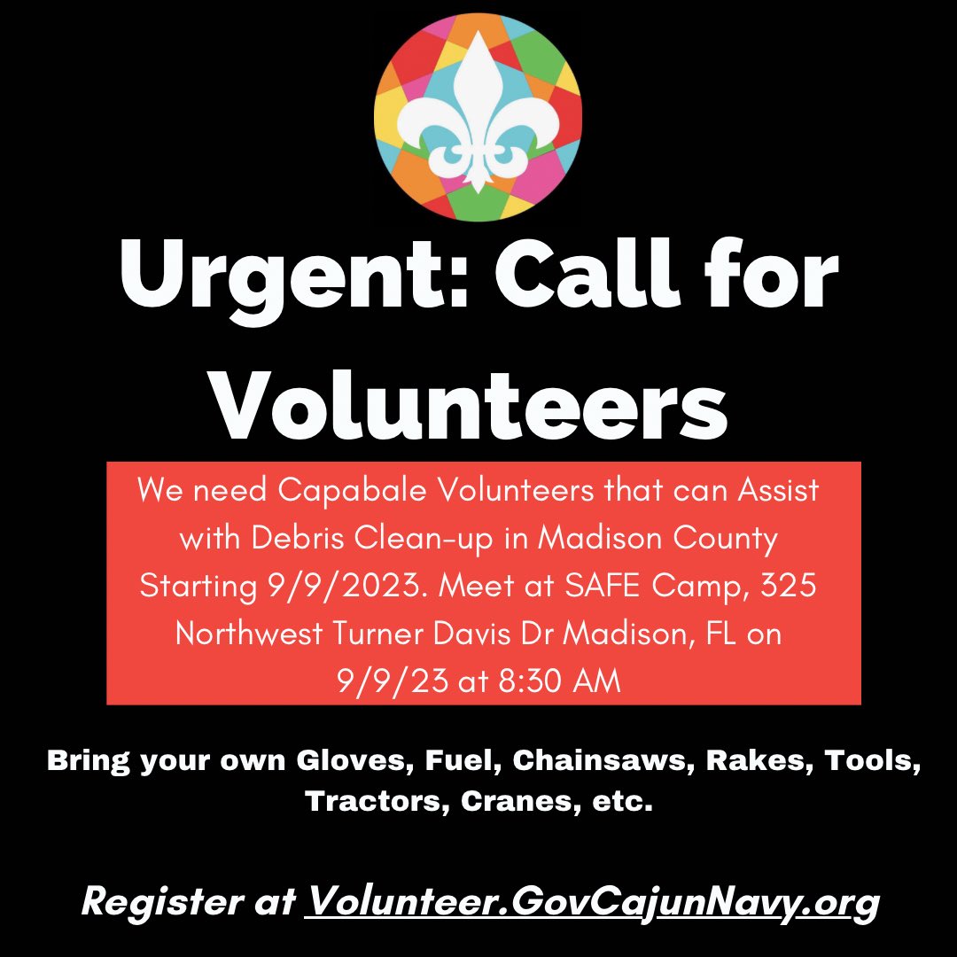 Calling all helping hands! Madison is in search of anyone capable of assisting with debris and tree removal.  This will be ongoing up until FEMA's contractors pick up roadside debris.  Please help if you can.