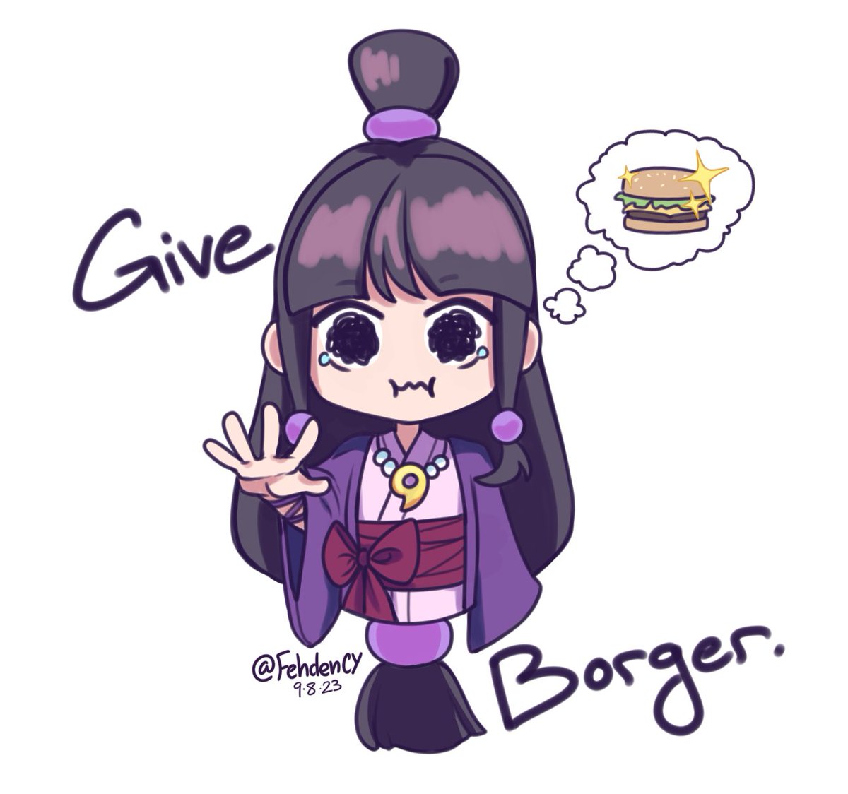 Lil' Maya because autumn is like Ace Attorney season for my brain 🍂🤪
🍔 GIVE HER BORGER 🍔