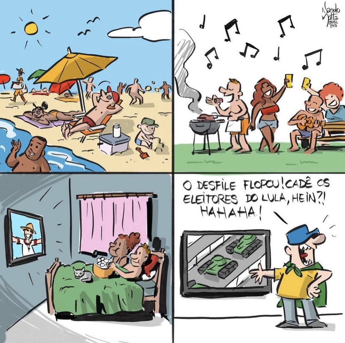 <a href="/PedroRonchi2/">Pedro Ronchi</a> Eleitores do Lula aproveitam o feriado, pois quem tem esse fetiche de soldados desfilando é patriotário.