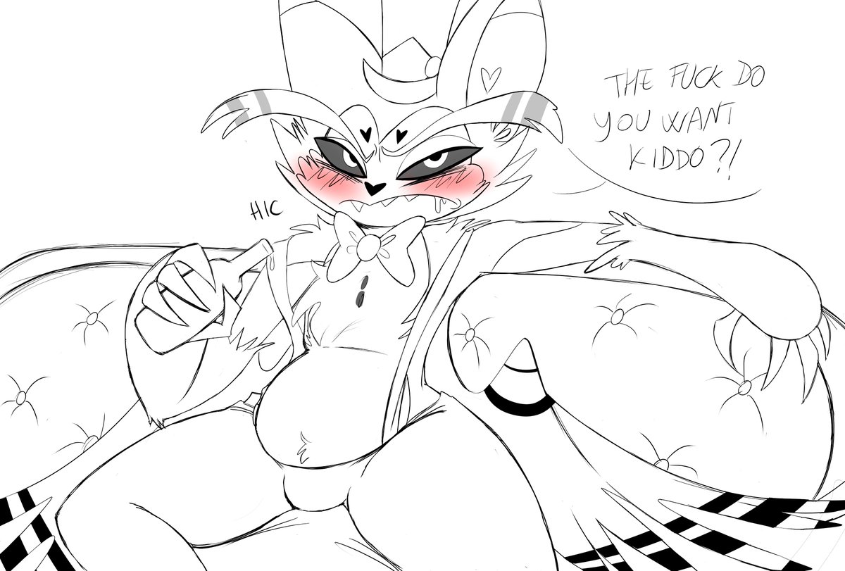 Don't bother him! 😤😤
Maybe I'll post a colored version tomorrow ❤️🐱 #HazbinHotel #Husk #Husker #HazbinHotelHusk #HazbinHotelHusker #HazbinHotelFanart