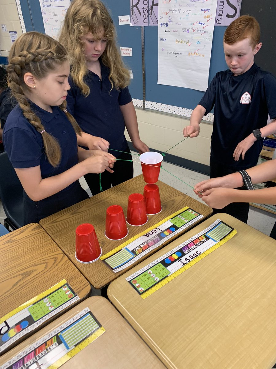 MrsCazimi's tweet photo. Teamwork makes the dream work!! We have been learning how to collaborate with our classmates this week 😀 The grade 5’s worked together to complete cup stacking challenges 👏 @StTimothyHCDSB https://t.co/D8dUSQ3Jbe