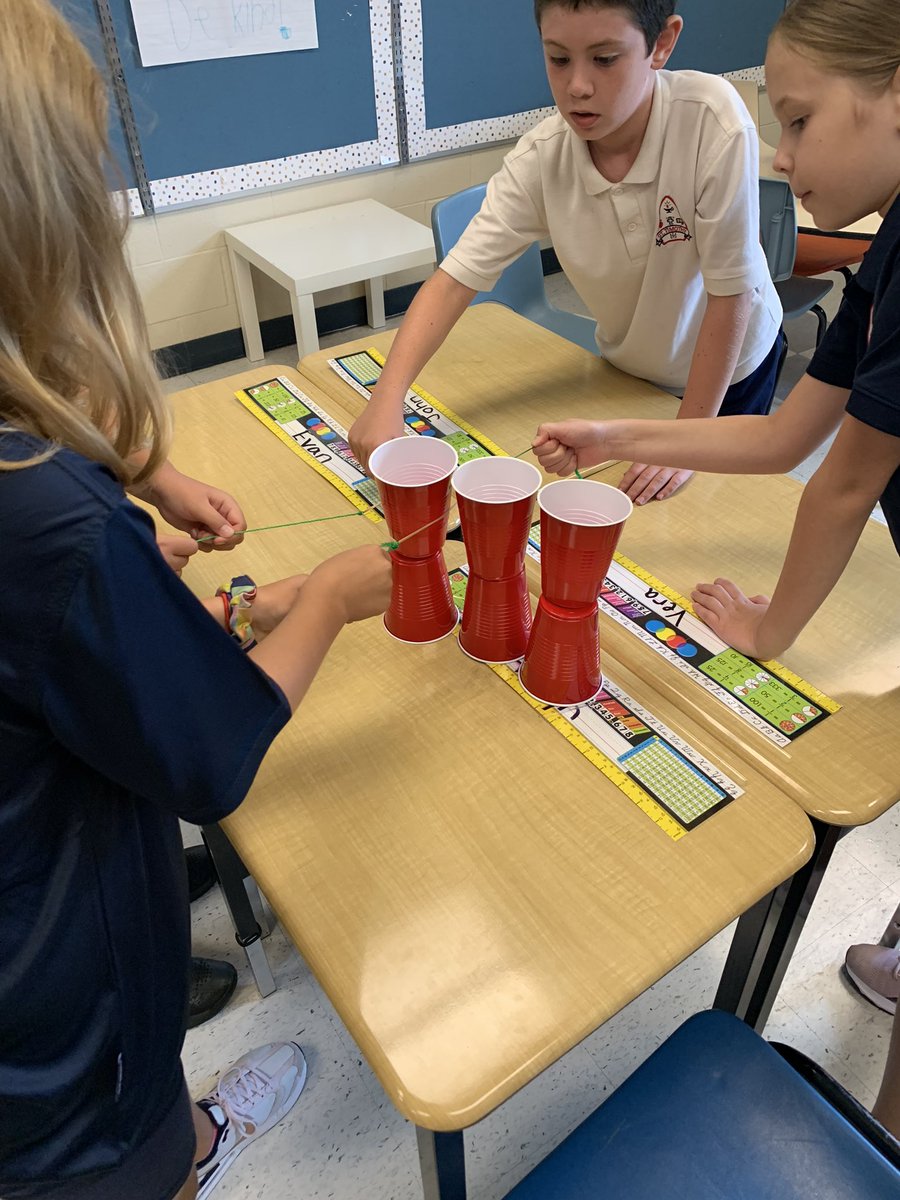 MrsCazimi's tweet photo. Teamwork makes the dream work!! We have been learning how to collaborate with our classmates this week 😀 The grade 5’s worked together to complete cup stacking challenges 👏 @StTimothyHCDSB https://t.co/D8dUSQ3Jbe