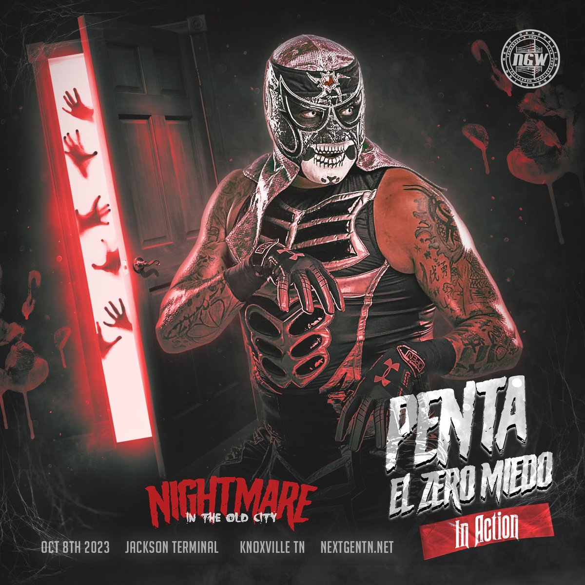 AEW Star Penta El Zero Miedo makes his LONG awaited return to NGW at Nightmare in the Old City! Be there live October 8th at Jackson Terminal in Knoxville, Tennessee! Get 🎟️: NextGenTN.net/tickets