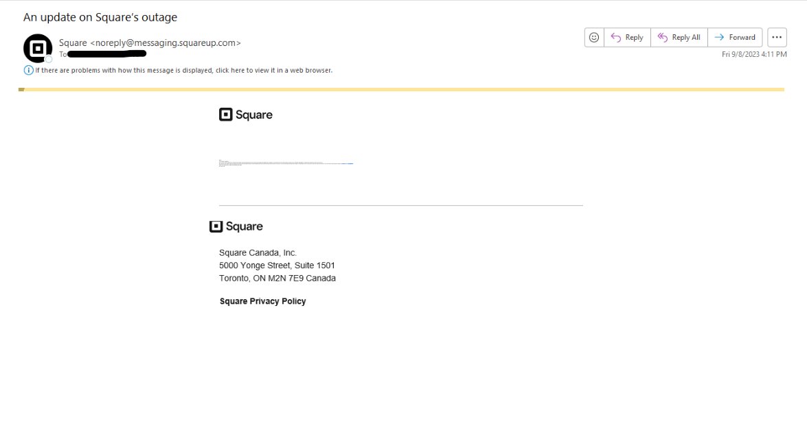 KingBEEFEATER's tweet image. Thanks Square, I can't even read the email you sent about the outage. #squaredown #squareoutage