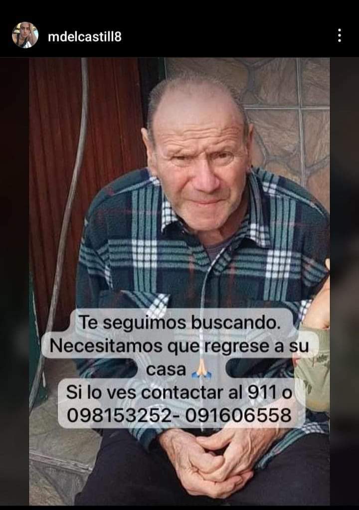 Manolo NO aparece. Su familia pide que lo compartamos varias veces así la publicación sigue circulando.
La Teja
Montevideo
URUGUAY