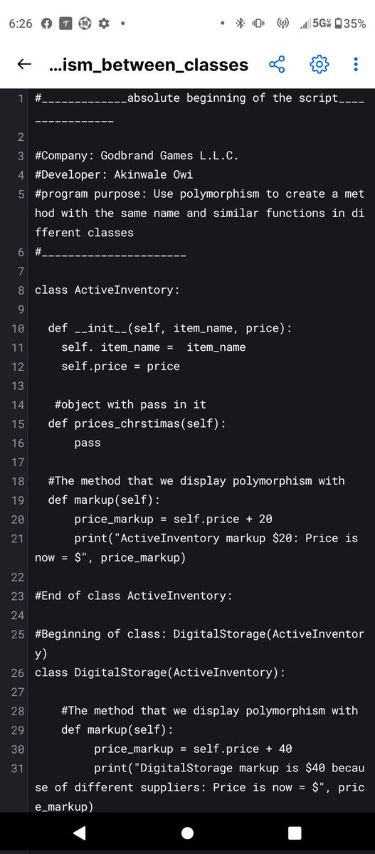 WallyOwi30's tweet image. Polymorphism in Python between classes: this could be very good news.
#pythonpolymorphism #learnpython