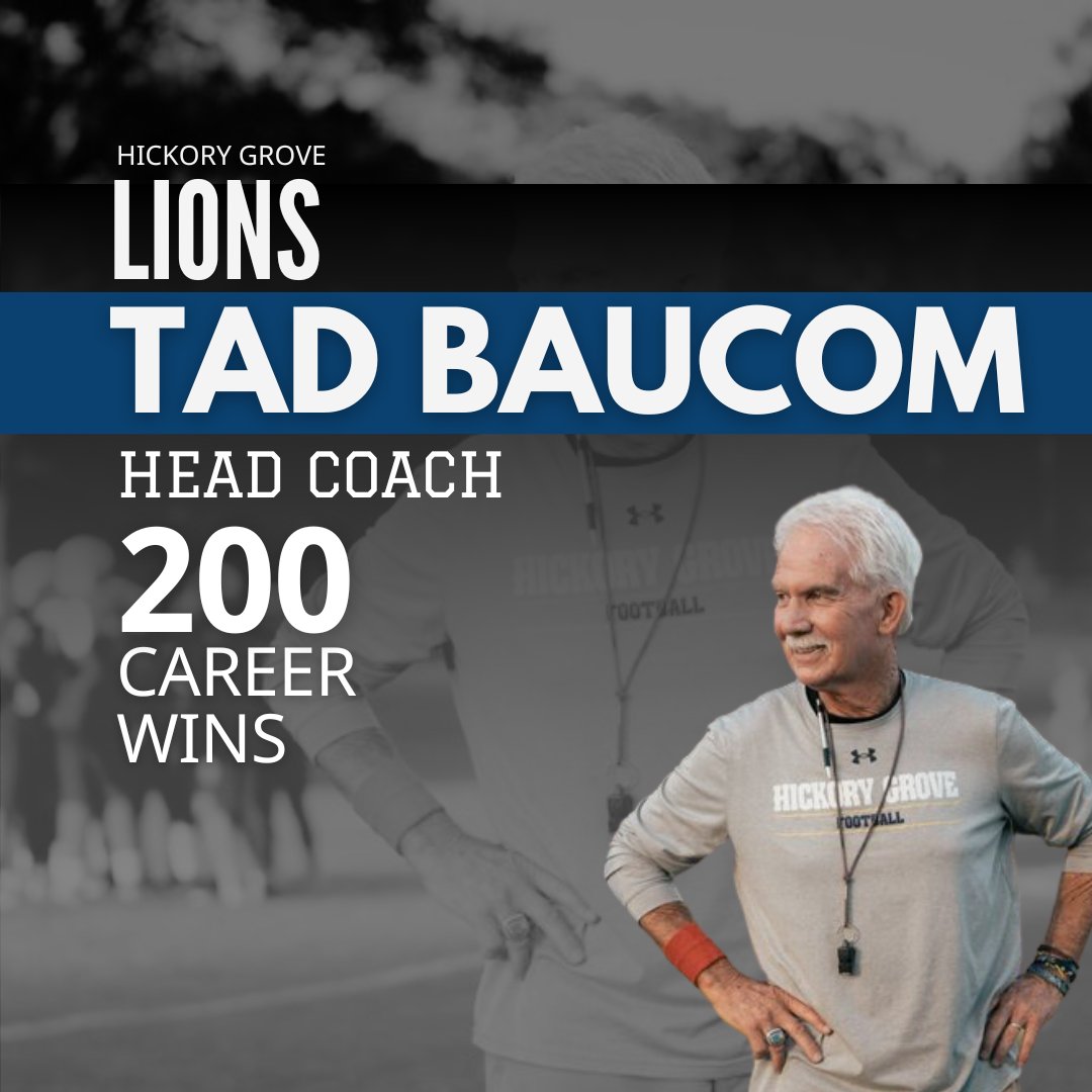 langstonwertzjr's tweet photo. Congratulations to Hickory Grove football coach Tad Baucom who won his 200th career game tonight.

Hickory Grove beat Durham's Mount Zion Christian 42-0 to improve to 4-0 for the season

@HickoryGroveFB l #NCISAA l @HSFBamerica https://t.co/h6JHIVtdZI