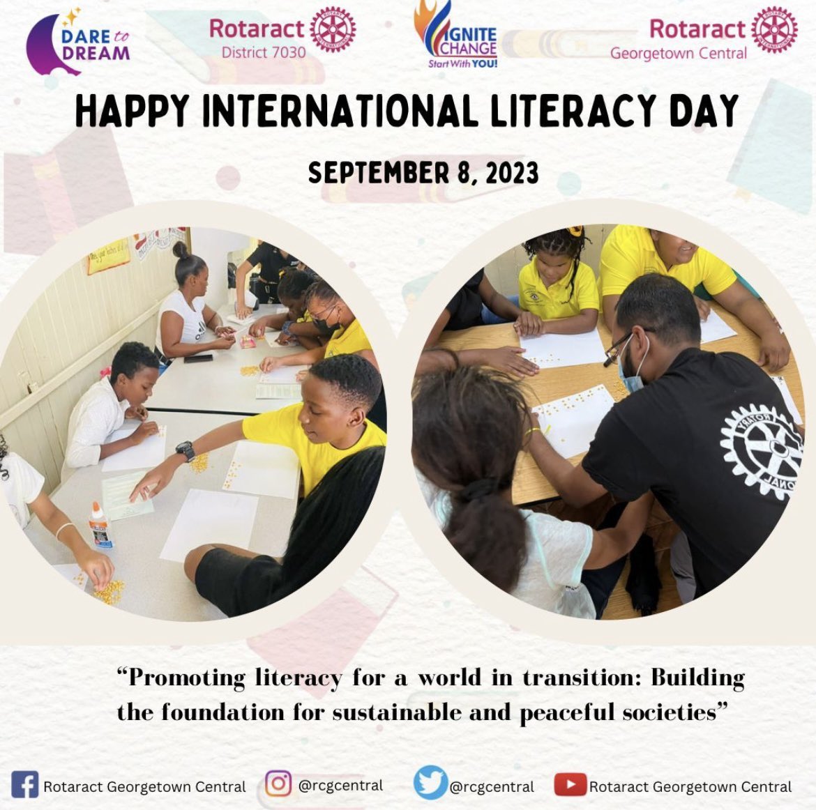 rcgcentral_'s tweet photo. Happy International Literacy Day..

#RotaryInternational
#CreateHopelnTheWorld
#Rotaract
#District7030
#DareToDream
#RotaryImpact
#RCGC
#Ignitechangestartwithyou https://t.co/4ZQoLnCpk7