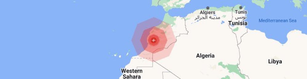 🇲🇦 | AHORA: El terremoto de magnitud 6,9 tuvo lugar a 77 km al suroeste de Marrakech, Marruecos, a las 22:11 UTC. La profundidad era de 10 km y fue informada por EMSC.