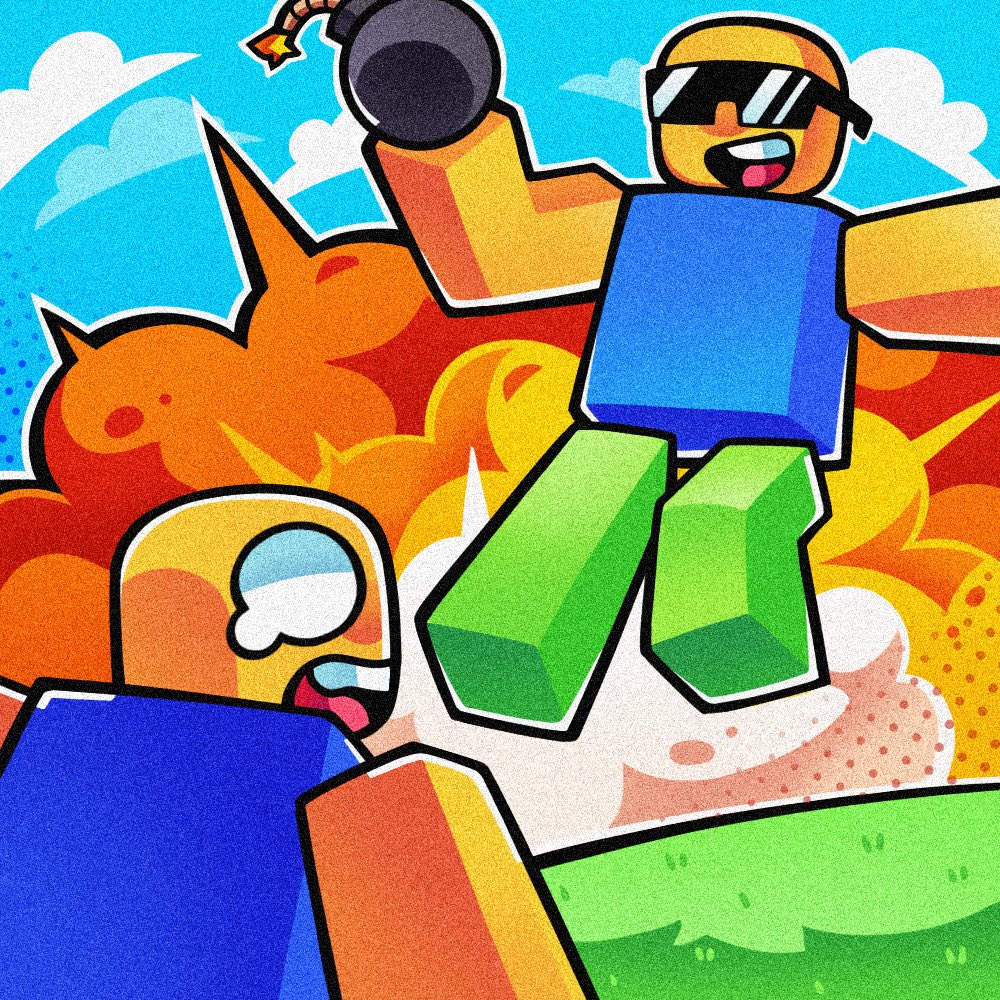 game icon illustration for <a href="/DerpyDervee/">Dervee</a> + <a href="/rareheaddress/">rare 🖤🦋</a> 💣💥

tried out a few styles/effects here. let me know what you think.
-
#robloxart #robloxgfx