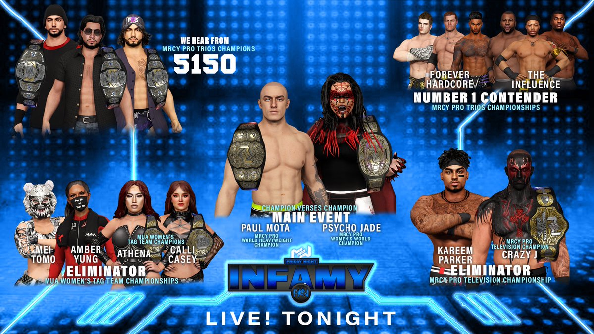 R3ALBRETT's tweet photo. #HappyMRCYday

Thats Right!! Infamy is back! Lots of action happening tonight. You dont want to miss a second of the action!

Tune in tonight!

#LiveIniNFAMY https://t.co/fQzR120Dts
