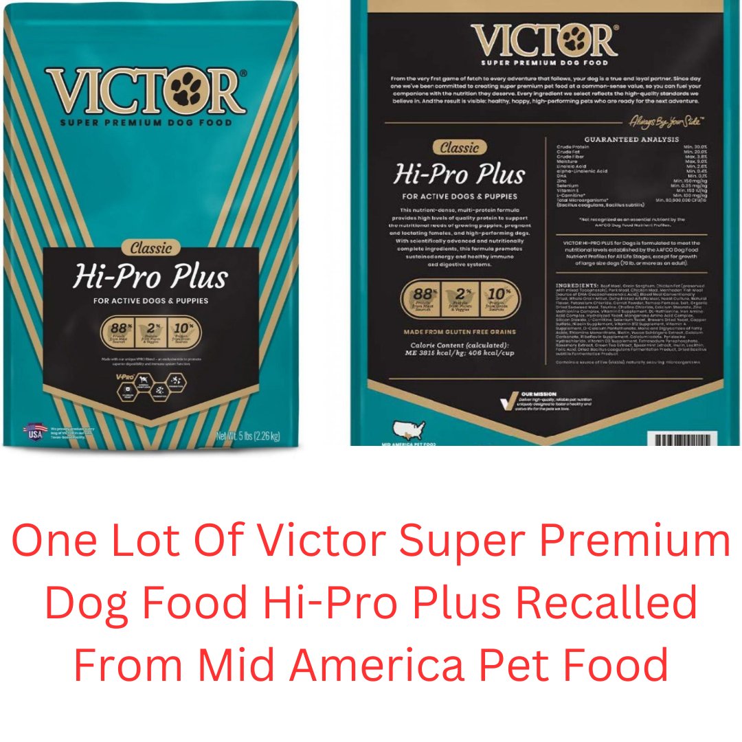 RichAndLisaJ's tweet photo. One Lot Of Victor Super Premium Dog Food Hi-Pro Plus Recalled From Mid America Pet Food 

https://t.co/zBecRpg9ND

#dogfood #recall #dogfoodrecall #dogfoodrecalls #recalls #petfood #petfoodrecall #petfoodrecalls #dogs #doglover #doglovers #dogmom #dogdad #doggie #ilovedogs https://t.co/yotIynggYq