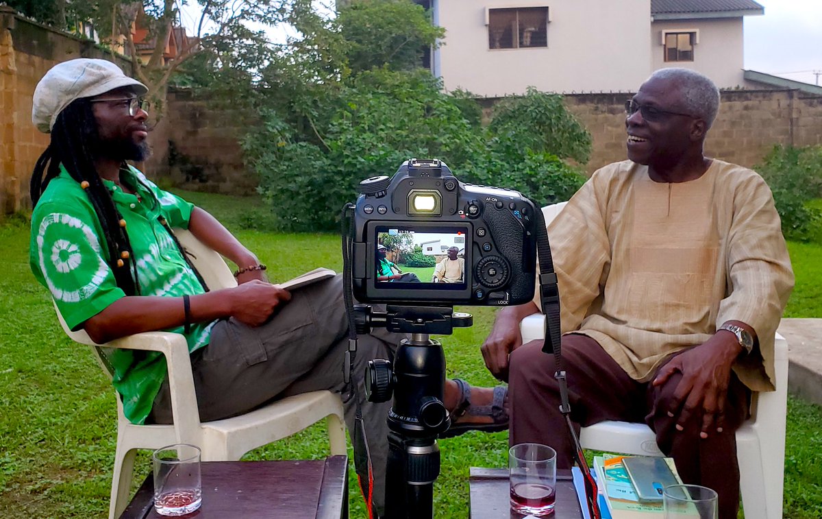 Beautiful_Nubia's tweet photo. "THOSE INCAPABLE OF THINKING HAVE BECOME OUR LEADERS OF THOUGHT"
We recently had a visit with Professor Niyi Osundare, poet and don of global renown, at his home in Ibadan. It was meant to be a casual, social visit but we brought a camera along anyway. Turned out to be a chat of over 3 hours.

We talked about everything: his ancestral roots in Ikere-Ekiti, the cultural values that shaped and continue to inspire him, solutions to the many problems facing Nigeria, how he almost lost his life to Hurricane Katrina, the intersections between poetry and music, the role of the artist in building an equitable society, etc. He talked freely, sang a lot (and, trust me, he has such a beautiful voice) and even danced!

The "chat" has been packaged in 3 parts. Please note that you may experience some wind noise here and there through the recording. We've done all we can to reduce the noise and make the listening pleasurable for you.

Evening Chat with Prof. Niyi Osundare
https://t.co/JEcoRCej4m