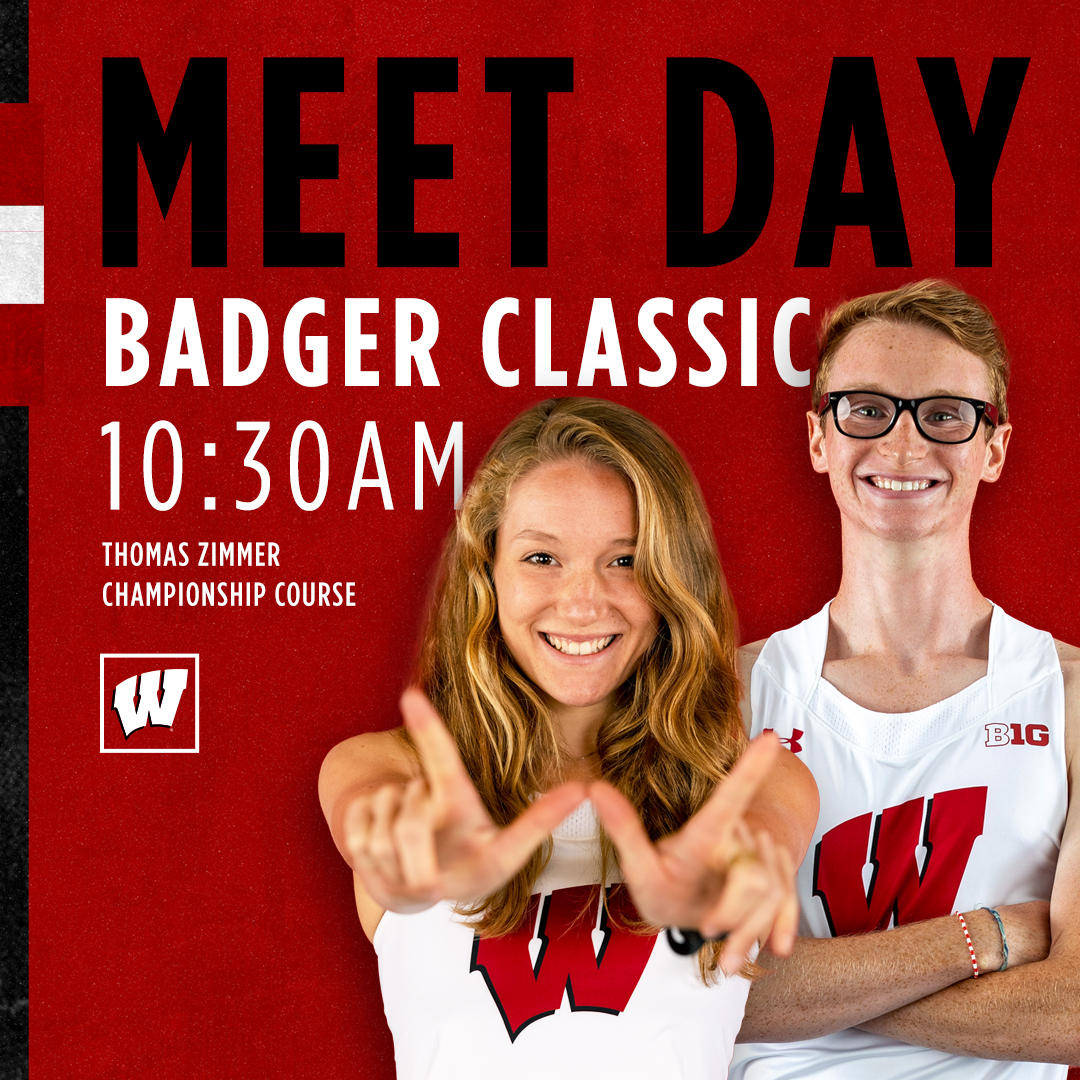 Happy Meet Day!
2023 Badger Classic
⏰-  Men's 8K at 10:30 a.m., Women's 5K at 11:10 a.m.
📍 - Zimmer Championship Course, Madison, Wis.
📊- go.wisc.edu/classic23
📝- go.wisc.edu/meetcentral23