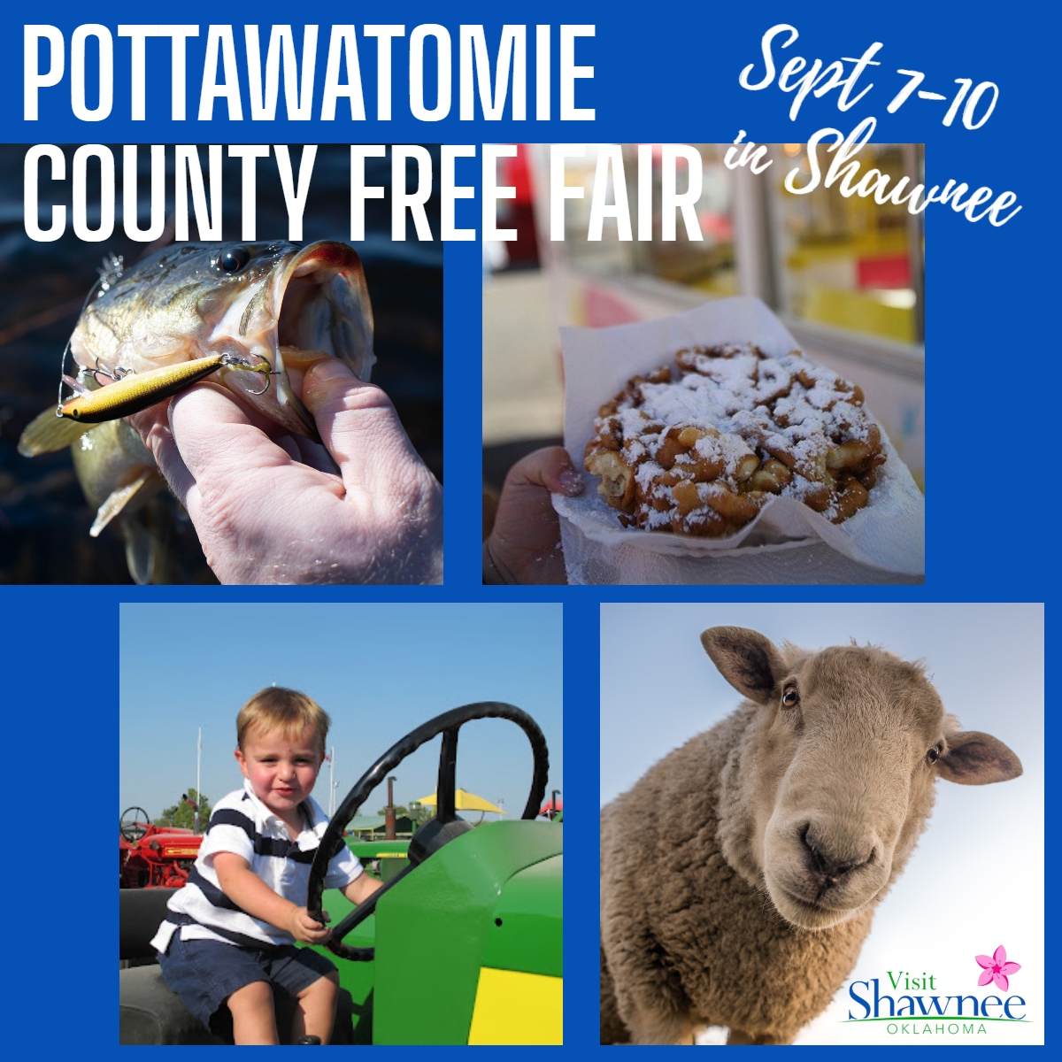 VisitShawneeOK's tweet photo. Ole' fashioned family fun today at the Pottawatomie Co. Free Fair at @ShawneeExpo #ShawneeOK.

Big Bass Fishing Tournament. Fetch-N-Fish Display. Firefighter Olympics. Pottawatomie County Farm Hand Olympics. Tractor Driving Contest.

Details: https://t.co/VuZLEED9De https://t.co/AQSJUuPoE3