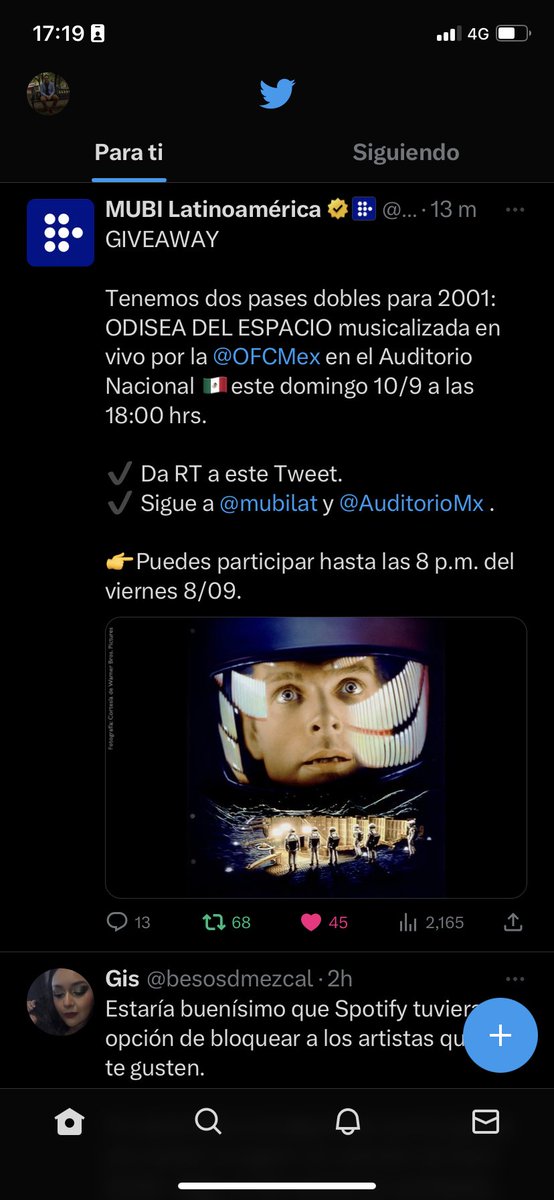 Carlos_E0's tweet photo. @mubilat @OFCMex @AuditorioMx Espero poder ganar esos pases 🥹🥹🥹 https://t.co/kGH5p2eWxz