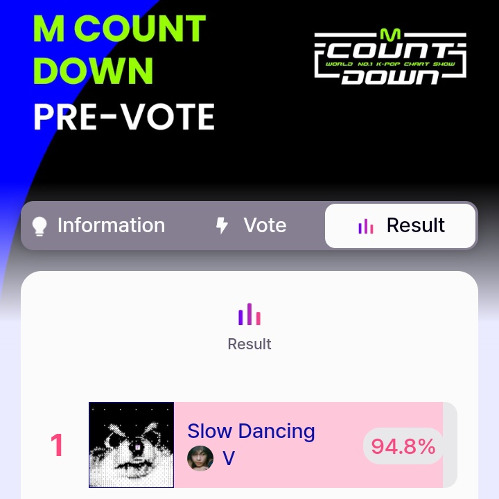 btsargento's tweet photo. — ARMY, por favor pasen a votar por "Slow Dancing" de #V en la pre-votacion de M Countdown.

 • (https://t.co/m85rJfN8l6)

Por favor den rt para difundir y comenten sus capturas 💜. https://t.co/aqMlTMNwBz