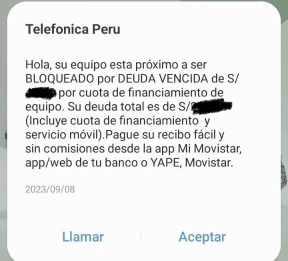 1Millin3's tweet photo. @MovistarPeru sres. Cómo es posible que mi recibo no vence y estoy recibiendo este tipo de mensajes para cobrar son buenos para arreglar su servicio incompleto no 😠 @OSIPTEL por favor https://t.co/3XQGPajUIU