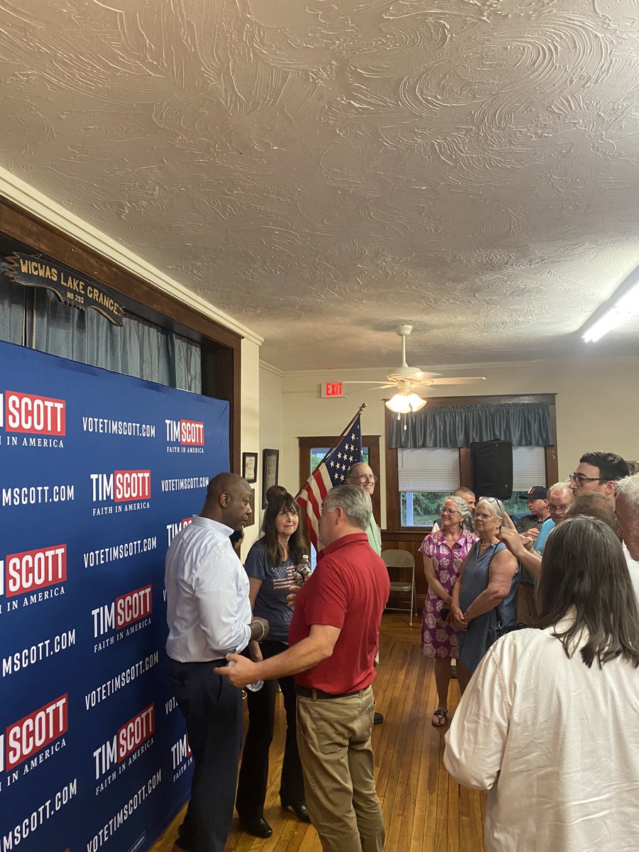 tylerclarknh's tweet photo. Chatter from folks leaving @votetimscott Meredith event:
“The best messenger for our conservative ideas”
“I love that he’s approachable”
“I haven’t seen this many people in the Grange before”
“Over twice as many people in there as the last candidate”
#nhpolitics #FITN https://t.co/3bWZxOuWlR