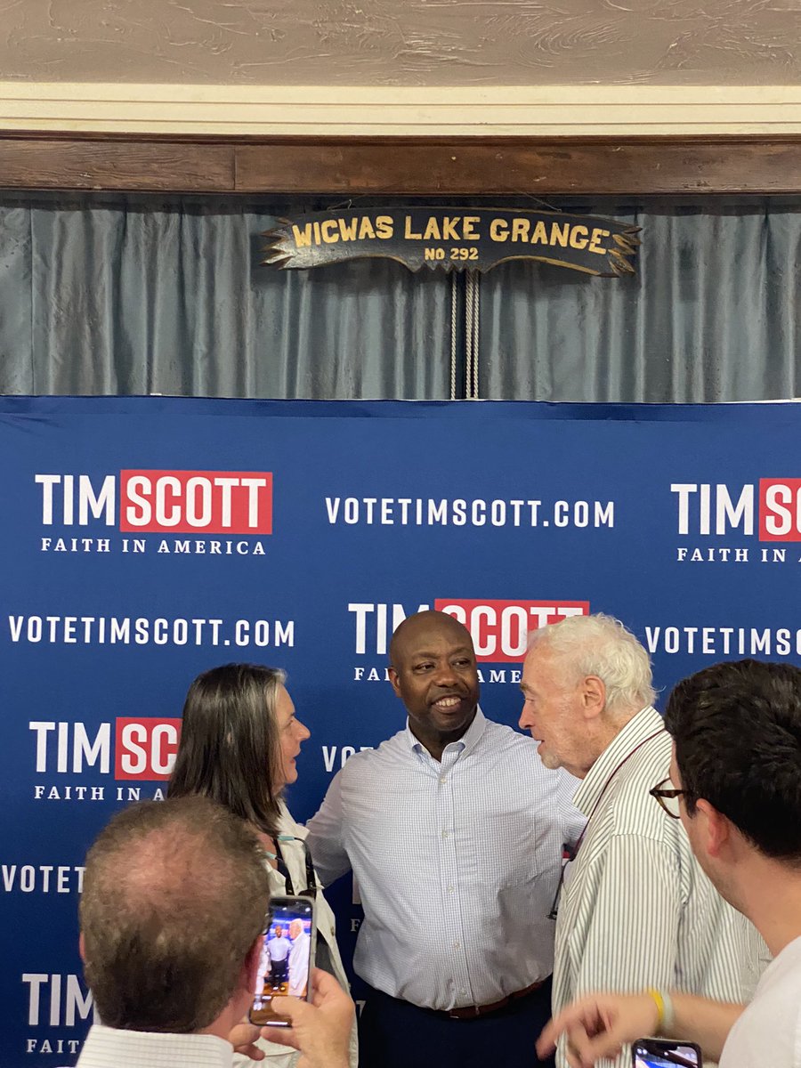 tylerclarknh's tweet photo. Chatter from folks leaving @votetimscott Meredith event:
“The best messenger for our conservative ideas”
“I love that he’s approachable”
“I haven’t seen this many people in the Grange before”
“Over twice as many people in there as the last candidate”
#nhpolitics #FITN https://t.co/3bWZxOuWlR