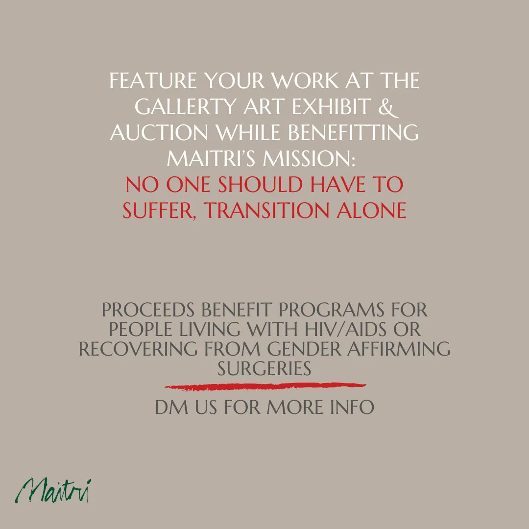 MaitriSF's tweet image. 🎨📢 CALL FOR ARTISTS!!

Feature your work at a gallery art exhibit &amp;amp; auction to benefit Maitri's Mission! 

DM for more info. #sfartist #artgallery #fundraisersf #sfnonprofit